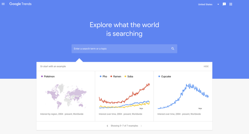 cómo buscar palabras más buscadas en Google trends
